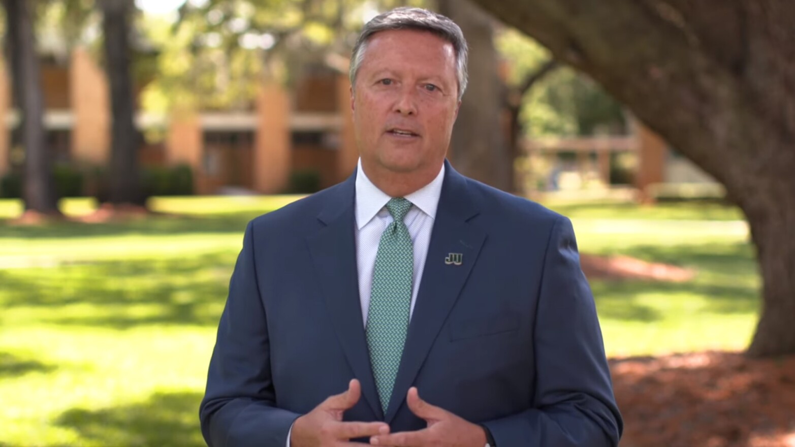 Jacksonville University President Tim Cost announces plans for the fall semester.